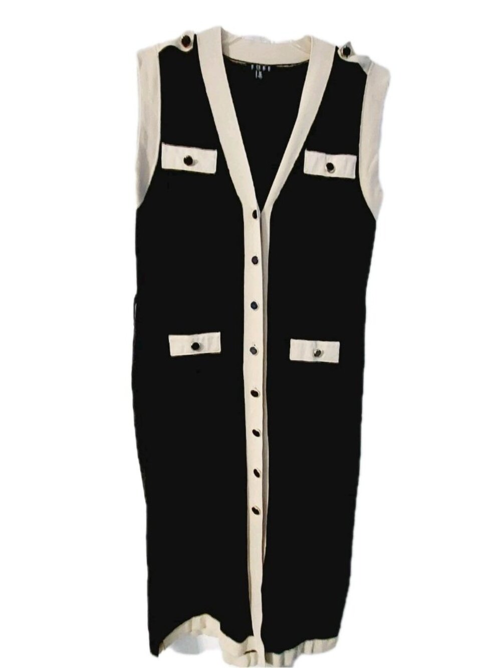 FORE Womens Dress Size Medium Black Tan Sleeveless Knit Button Front Golf READ